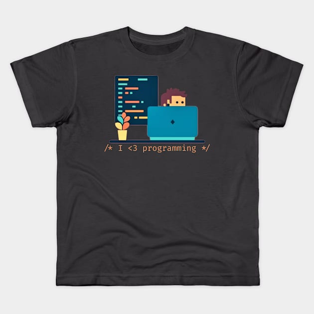 I love programming - V2 Kids T-Shirt by SMCLN